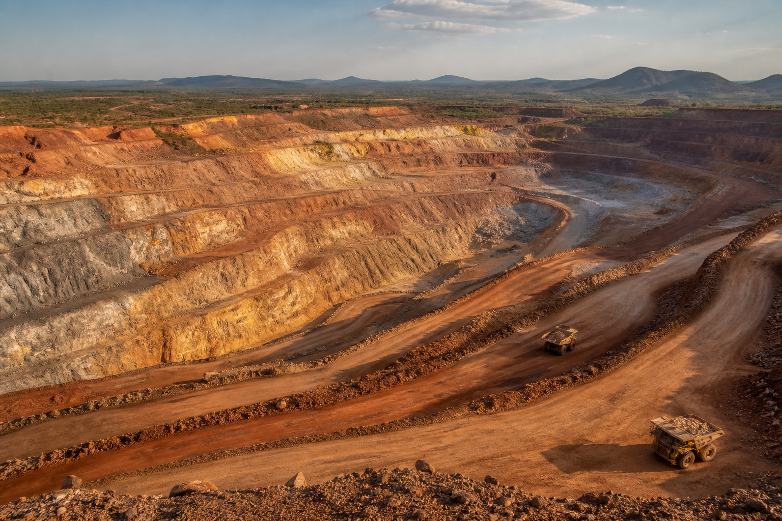 Wide copper open-pit terraces near Solwezi